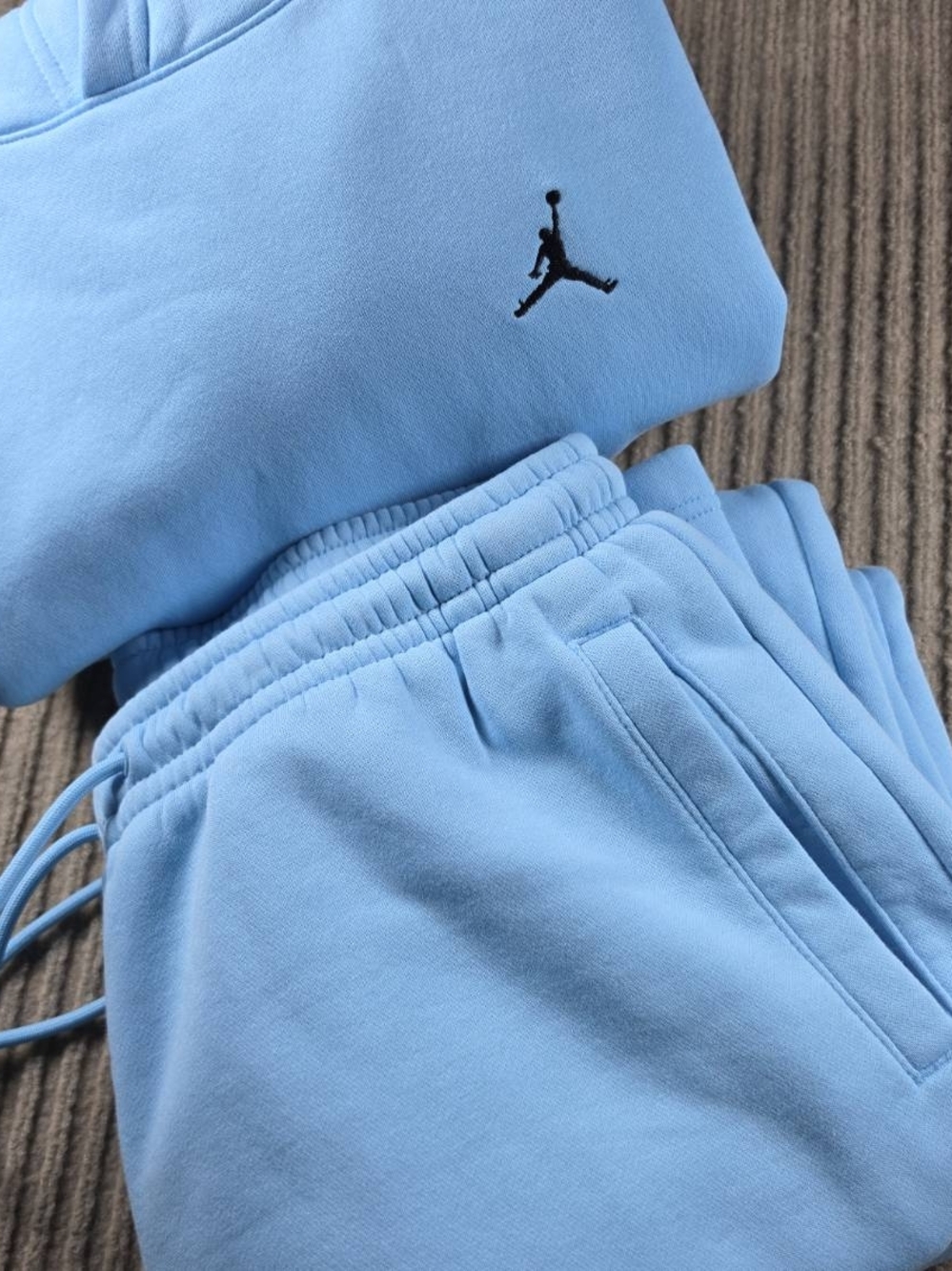 Nike Air Jordan Brooklyn Fleece Set Hoodie Sweat Pants Mens Blue Chill. XL/L